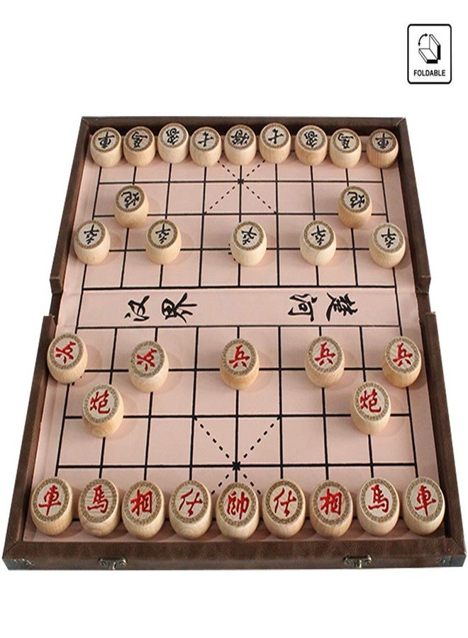 Luoyer 15 inch Chinese Chess Set with PU Leather Foldable Board Xiangqi Portable Chinese Chess Game Set Strategy Xiang Qi Board Games for 2 Players for Adults Family - Image 2